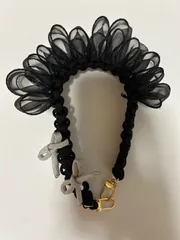 パラコードハンドストラップ スマホショルダー ブラック グレー リボン チュール 結婚式