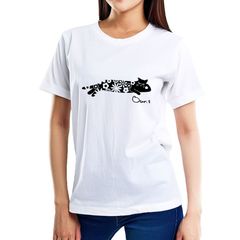 Tシャツ 半袖 カットソー トップス メンズ レディース ユニセックス 猫 ネコ CAT ワンポイント 偉そうな黒猫 花柄 S/S TEE ホワイト 白 ENFW