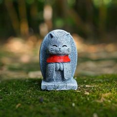 【特価】ReemeHi 動物お地蔵さんセット癒し可愛い小型置物祈りお地蔵様おじぞうさま守り神みかげ石 幸せ願い縁の良いおきもお かわいい御影石 神仏像 (ねこ)