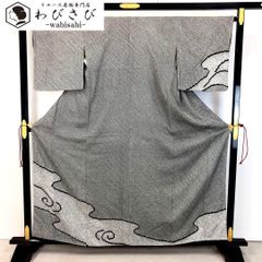 名古屋帯 手描き 墨描き 笹竹模様 金彩 白練色 縮緬 O-4924 名古屋帯 手描き 墨描き 笹竹模様 金彩 白練色 縮緬 O-4924