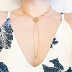 星と月のループタイのチョーカーネックレス　SV428