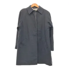 80年代 イングランド製 Aquascutum アクアスキュータム ステンカラーコート ネイビー (レディース L相当) 中古 古着 Q9555