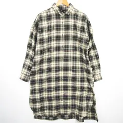 アースミュージック&エコロジー EARTH MUSIC & ECOLOGY ネルシャツ ワンピース 長袖 ロング丈 綿 F ベージュ ブラウン チェック kz9219