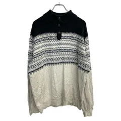 CHAPS ハーフボタン ニット セーター XLサイズ チャップス ブラック ベージュ 古着卸 アメリカ仕入 t2410-3244