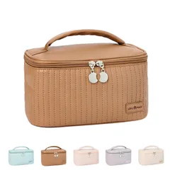 新品 HiLiBoom 化粧ポーチ メイクポーチ ブラシポケット 収納ボックス バニティポーチ 防水 大容量 超軽量 持ち運び かわいい 化粧道具 化粧品 収納 トラベル用 (モカブラウン)