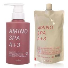 本体・詰め替えセット シャンプー アミノスパA＋3 シャンプー FA 300ml レフィル 600ml 詰め替え フルボ酸 ミネラル アミノ酸 酵素 フムスエキス 栄養 頭皮 フケ 乾燥 髪質 泡パック 地肌 健康 キメ 浸透 ハリ フルビオジャパンスライブ