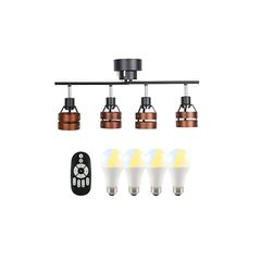 共同照明 シーリングライト 4灯 8畳 スポットライト 北欧 天井照明 GT-DJ-2DB-12WT-2 LED電球80w形付き リモコン対応 無段階調光調色可能 E26 ウッドリング おしゃれ 間接照明 天然木