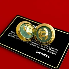 極 美品 コメあり 97P CHANEL シャネル ヴィンテージ ココマーク イヤリング イヤーカフ アクセサリー 小物 ゴールド ライトブルー 28-10