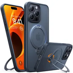 iPhone 15 Pro 用 ケース 【ゼンマイ式スタンド】縦横両対応 【カチッ！2024新開発・安定性】TORRAS リング マグネット搭載 MagSafe対応 ワイヤレス充電対応 米軍MIL規格耐衝撃 指紋防止 いphone15pro用ケース アジャスタ