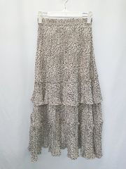 ◇ Θ UNE MANSION レオパード柄 ロング プリーツ フィッシュテールスカート サイズF ベージュ ブラウン系 レディース E  【1506110015136】