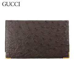 GUCCI 総オーストリッチ長財布 無双 ヴィンテージ 艶ブラック