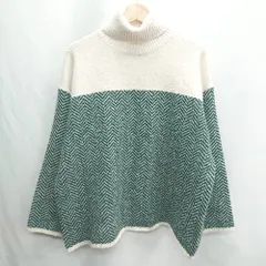 ◇ ⊇ ROPE PICNIC ロペピクニック タートルネック 長袖 ニット サイズ38 グリーン アイボリー レディース E  【1502060009393】