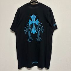 CHROME HEARTS Triple Cross クロムハーツ トリプル クロス 半袖 Tシャツ トップス 黒 ブラック 水色 ターコイズ メンズ レディース Lサイズ 極美品