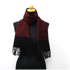 マレリー ウール マフラー 未使用 152×30センチ ブラック×レッド
