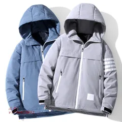 メンズ ダウンジャケット 大きい 配色 ライン入り おしゃれ 防風 ブルゾン 冬服 アウトドア 厚手 フード付き 防寒 アメカジ カジュアル ダウンコート 冬服 vii4w419861