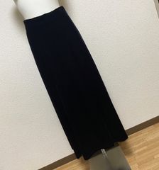 別珍ベルベットベロア光沢高級感ロングスカートフォーマルスカート　M 黒ブラック