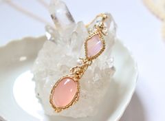 アンダラクリスタルとピンクカルセドニーのワイヤー ジュエリーネックレス✧天然石