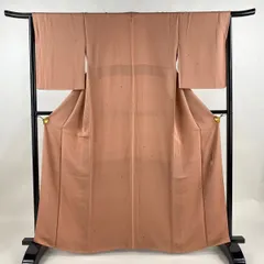 色無地 作家物 加賀友禅 柿本一郎 茶色 一つ紋 地紋入り 茶屋辻模様