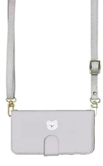 iPhone 11 iPhone11 ケース 手帳型 アイフォン11 スマホケース スマホショルダー レザー ストラップ クマ しろテディベア 白白熊 かわいい 調節可能 130cm  カラー03