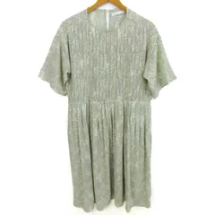 アメリカンホリック ティアードプリーツワンピース 半袖 花柄 トップス レディース Mサイズ ベージュ×ブルー AMERICAN HOLIC