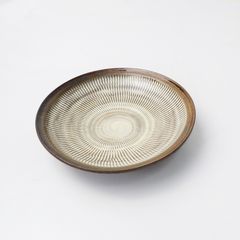 人気商品 美品 小鹿田焼 飛び鉋 6寸皿 18cm/ 食器 陶器 お皿【2400014074819】