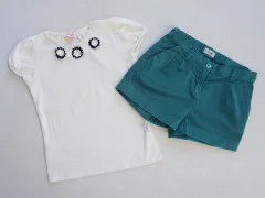 イルグッフォ il gufo マメール アウトレット 子供服 女の子 6歳 約 110cm 半袖 Tシャツ ショート パンツ 2点 白 緑 春 夏 ★3 セットアップ ガールズ 女児 キッズ 【中古】 ユーズド リサイクル