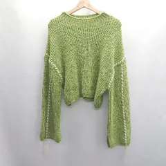 ◇ ⊇ AZUL BY MOUSSY アズールバイマウジー ショート丈 ニット 長袖 トップス セーター サイズF グリーン レディース E  【1411210009445】