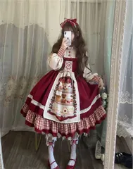 2025年新作 チェック柄ロリータワンピース&ポンチョ♪女子会お出かけに最適2点セット