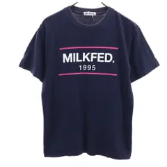 ミルクフェド プリント 半袖 Tシャツ ONE ネイビー MILKFED. メンズ 古着 【240426】 メール便可