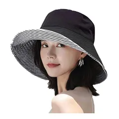 Free Size_ブラック UVカット 帽子 ハット レディース 日よけ帽子 紫外線対策 2way 両面使えるワイヤーを加える 日焼け防止 熱中症予防 折りたたみ つば広 軽量 おしゃれ 可愛い 婦人用 ハット 旅行用 日よけ 日射し (ブラック)