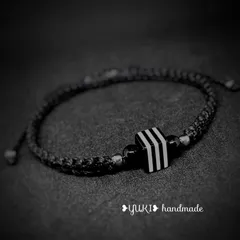 アンクレット or ブレスレット 天然石【オニキス+ゼブラキューブコネクト】