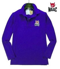※月282新品▼春 メーカー価格22,000円 ワック WAAC 長袖ポロシャツ 【 S 】 ゴルフウェア ポロシャツ 長袖シャツ WAAC ストレッチ性 ロイヤルブルー系