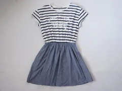 ポンポネットジュニア pom ponette junior アウトレット 子供服 女の子 160cm 半袖 ワンピース 紺 白 ボーダー 水色 春 夏 ★4 ガールズ 女児 キッズ ジュニア 【中古】 ユーズド リサイクル こども