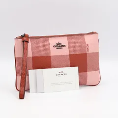 良品 コーチ ピンク系 レザー チェック柄 リストレット 小物入れ マルチポーチ レディース 2000000 NSK OMI