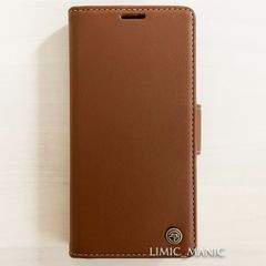 iPhone 14 / 13 手帳型 スマホ ケース サイドマグネット式 ブラウン 茶 茶色 スキミング防止 高級PUレザー CaseMe