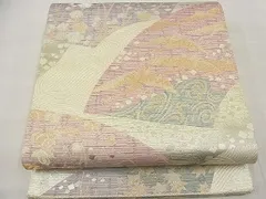 平和屋着物◎六通柄袋帯　琳派地紙飛鶴花文　金銀糸　逸品　BAAC6650ea