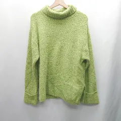 ◇ ⊇ AZUL BY MOUSSY アズール サイドスリット入り 長袖 ハイネックニット サイズM グリーン系 レディース E  【1502060002622】