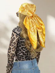 アクセサリー レディース スカーフ 1枚 レディース イエロー ペイズリー柄 スクエアスカーフ、ファッション アウトドア ヘアバンド、スタイリッシュ バンダナ、春夏シーズンに適しています