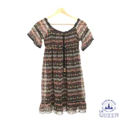 ☆美品☆ CECIL McBEE セシルマクビー ワンピース ひざ丈 フリル おしゃれ 半袖 レディース 総柄 901-8078 送料無料 古着