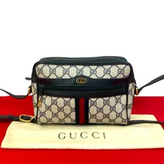 極 美品 袋付き GUCCI グッチ ヴィンテージ シェリーライン GG ロゴ 金具 レザー 本革 PVC ミニ ショルダーバッグ ネイビー 31735