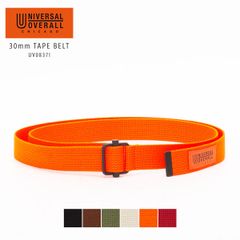 【新品・未使用】 30mm テープベルト メンズ ユニセックス UNIVERSAL OVERALL ユニバーサルオーバーオール ブランド ベルト 穴なし カジュアル おしゃれ ロング 長め 大きいサイズ バックル オレンジ 橙 UV0837I-CPM2