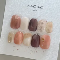 現品　no.27  ネイルチップ ニュアンスネイル  奥行き ゴールド 一癖 イベント 普段使いに♡