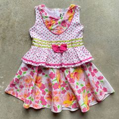 【kids】フラワー&ドット柄　ワンピース　キッズ　キッズ古着