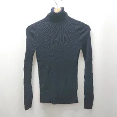 ◇ UNIQLO ハイネック　薄手　秋向け　タイトスリーブ　カジュアル 長袖 セーター サイズM ネイビー系 レディース E  【1506300027758】