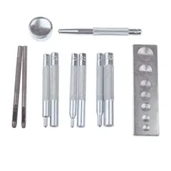 レザークラフト ホック打ち具 11点セット 工具 道具 ハトメ抜き ホック打ち カシメ打ち 打ち台[ゆうパケット発送、送料無料]mer002