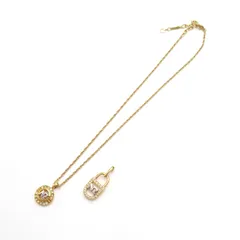 NINA RICCI ニナリッチ ネックレス ネックレストップ セット GP ラインストーン ロゴ ゴールドカラー アクセサリー necklaces 【中古】