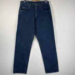 古着 ラングラー Wrangler デニムパンツ ブルーデニム ジーンズ ジーパン テーパード ワンポイントロゴ w34 L34 インディゴブルー メンズ
