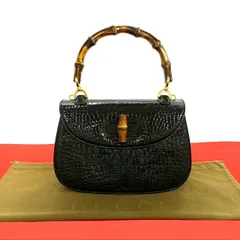 美品 GUCCI アビー シャイニングクロコダイル フォーマルハンドバッグ 自立 OLD Gucci 最高級クロコダイルバッグ（黒） – Vintage Shop Rococo