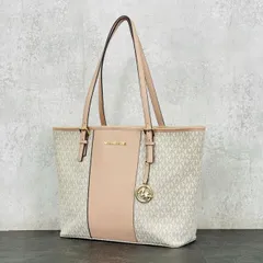 mk MICHAEL KORS マイケルコース ジェットセットトラベル ミディアムキャリーオールトート バニラ ストライプ バレエピンク トートバッグ ショルダーバッグ レア ファション /63238