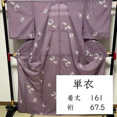 ☆【美品✨】夢工房 洗える着物 夏着物 絽楊柳 小紋 秋草模様 鳥の子色
